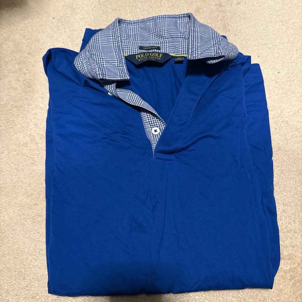 Polo by Ralph Lauren Blue Men's Polo with Checkered Collar